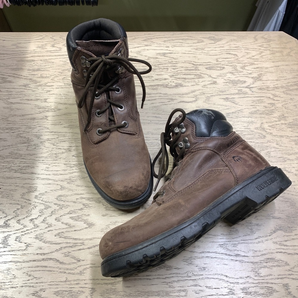 Wolverine Work Boots Mens 8.5M Brown Leather W08169 Lace Up Slip Resistant